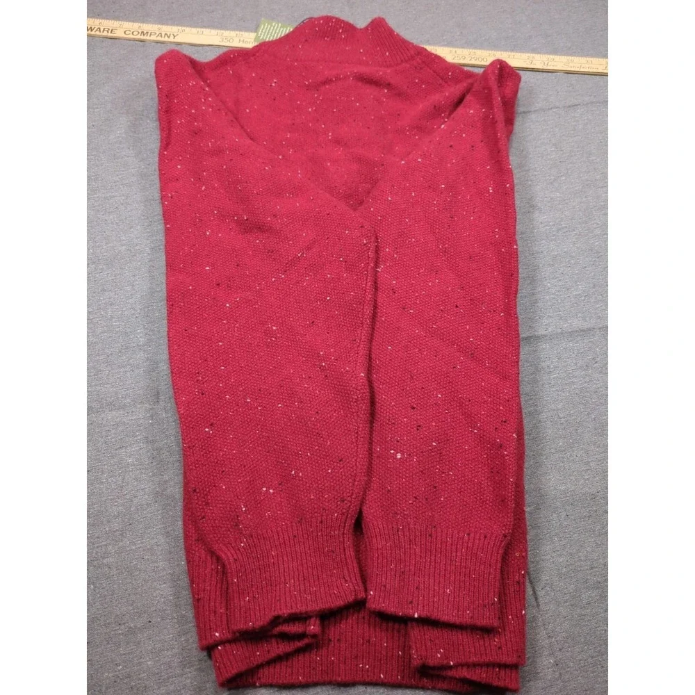 JoS A BANK Lambswool Speckled Red Sweater 1/4 Zip Pullover Mens Size L with Tags
